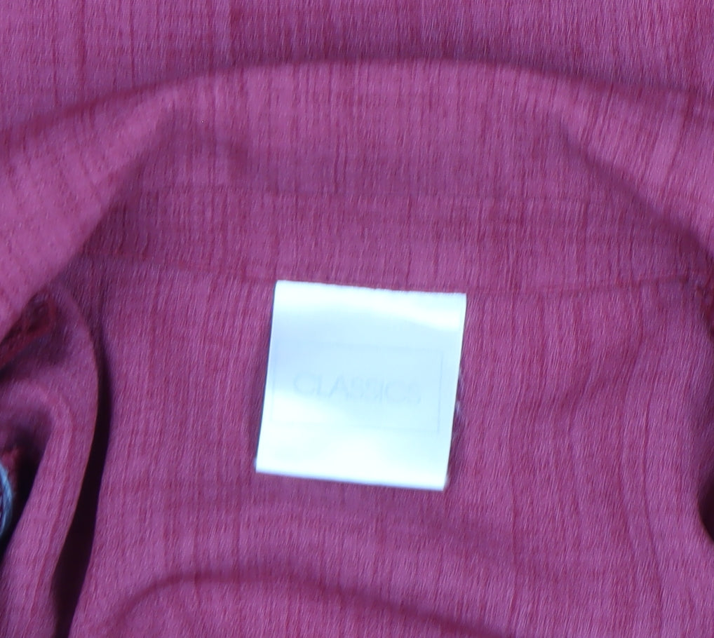 Classics Women's Red Collared Long Sleeve Blouse Size L
