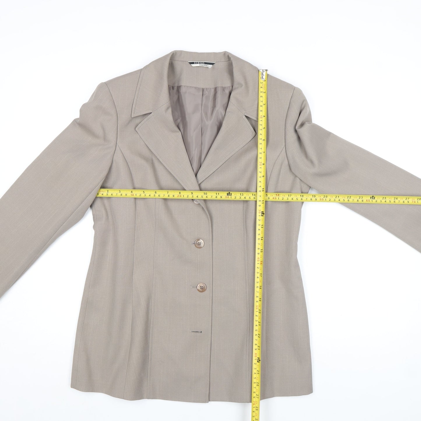 George Essentials Beige Women's Classic Blazer Size 12 Lined Workwear Jacket