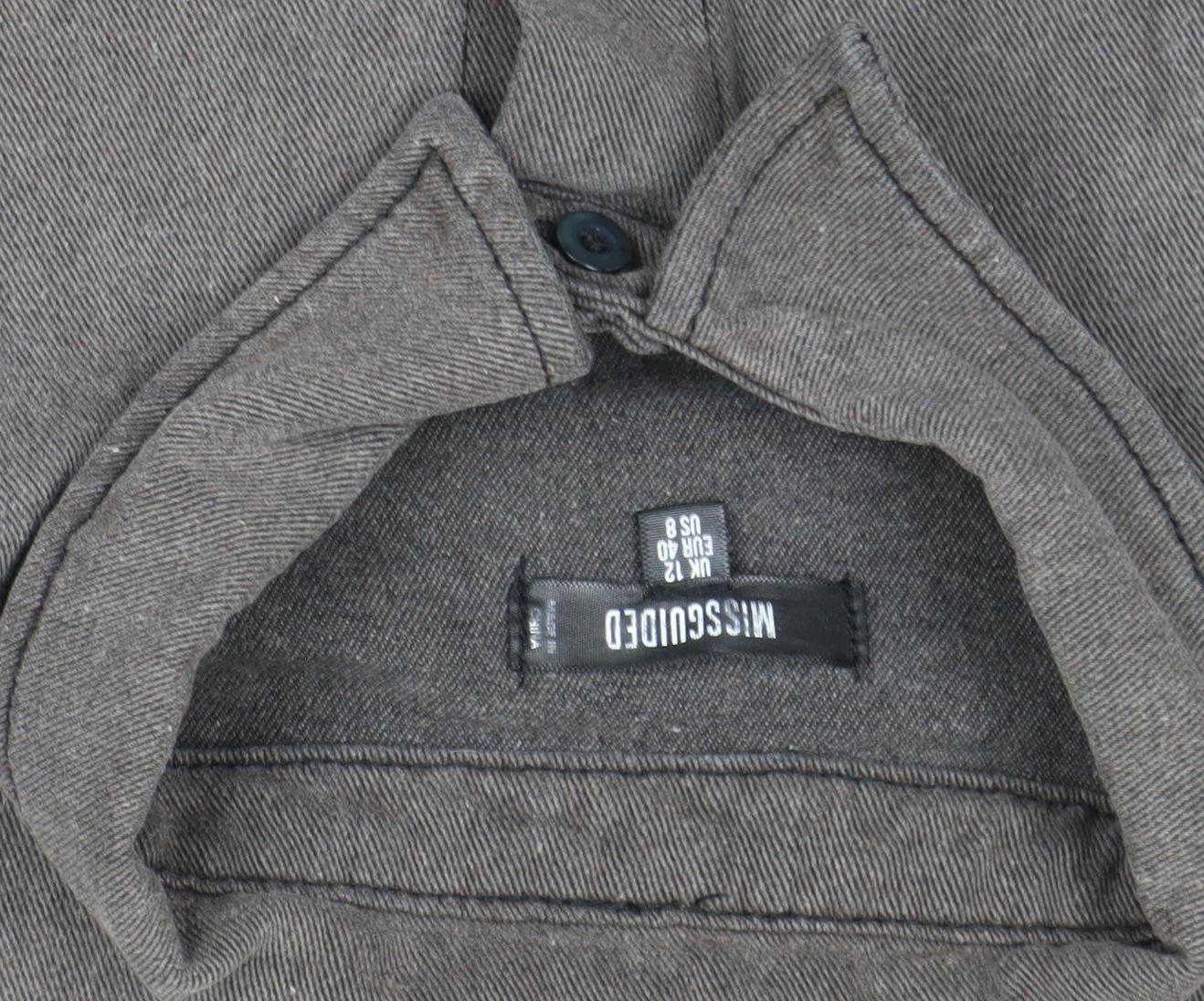 Missguided Women’s Grey Cotton Shacket Jacket Size 12 Relaxed Fit