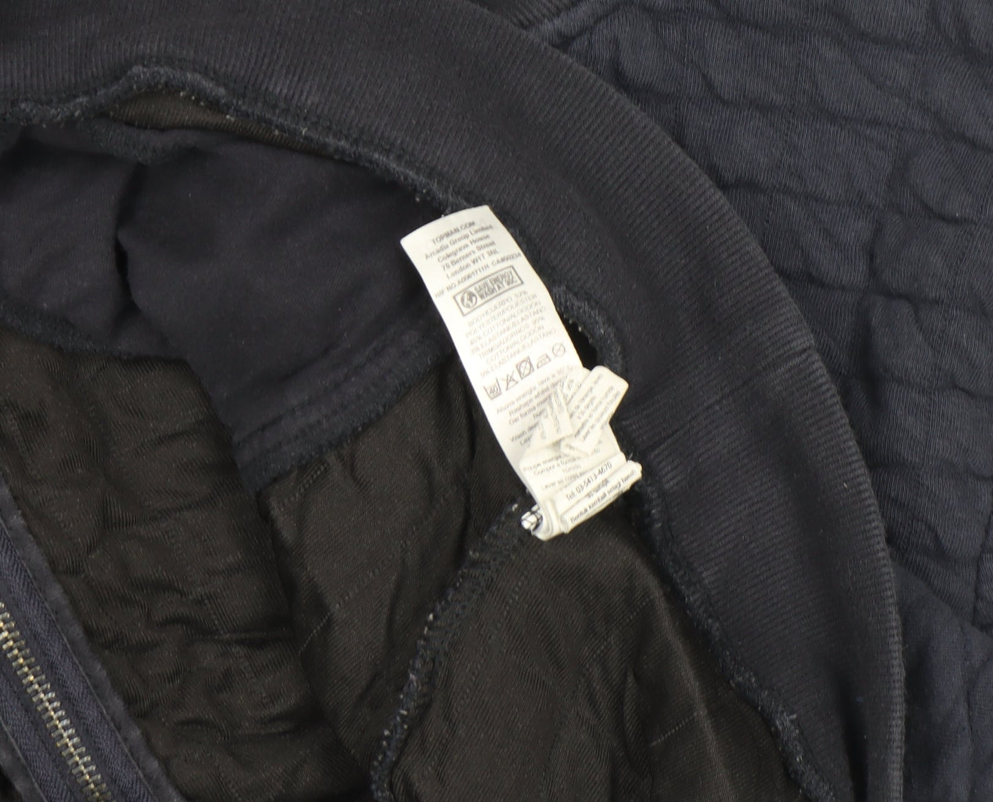 Topman Men’s Blue Quilted Bomber Jacket M Classic Fit