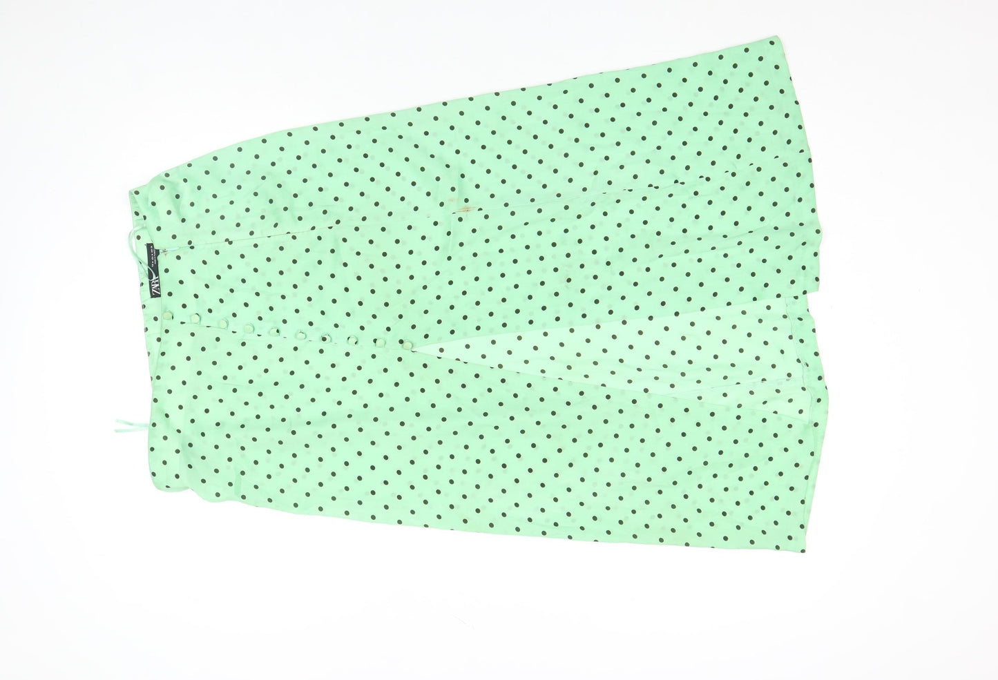 Zara Women's Green Polka Dot Wrap Midi Skirt Size M