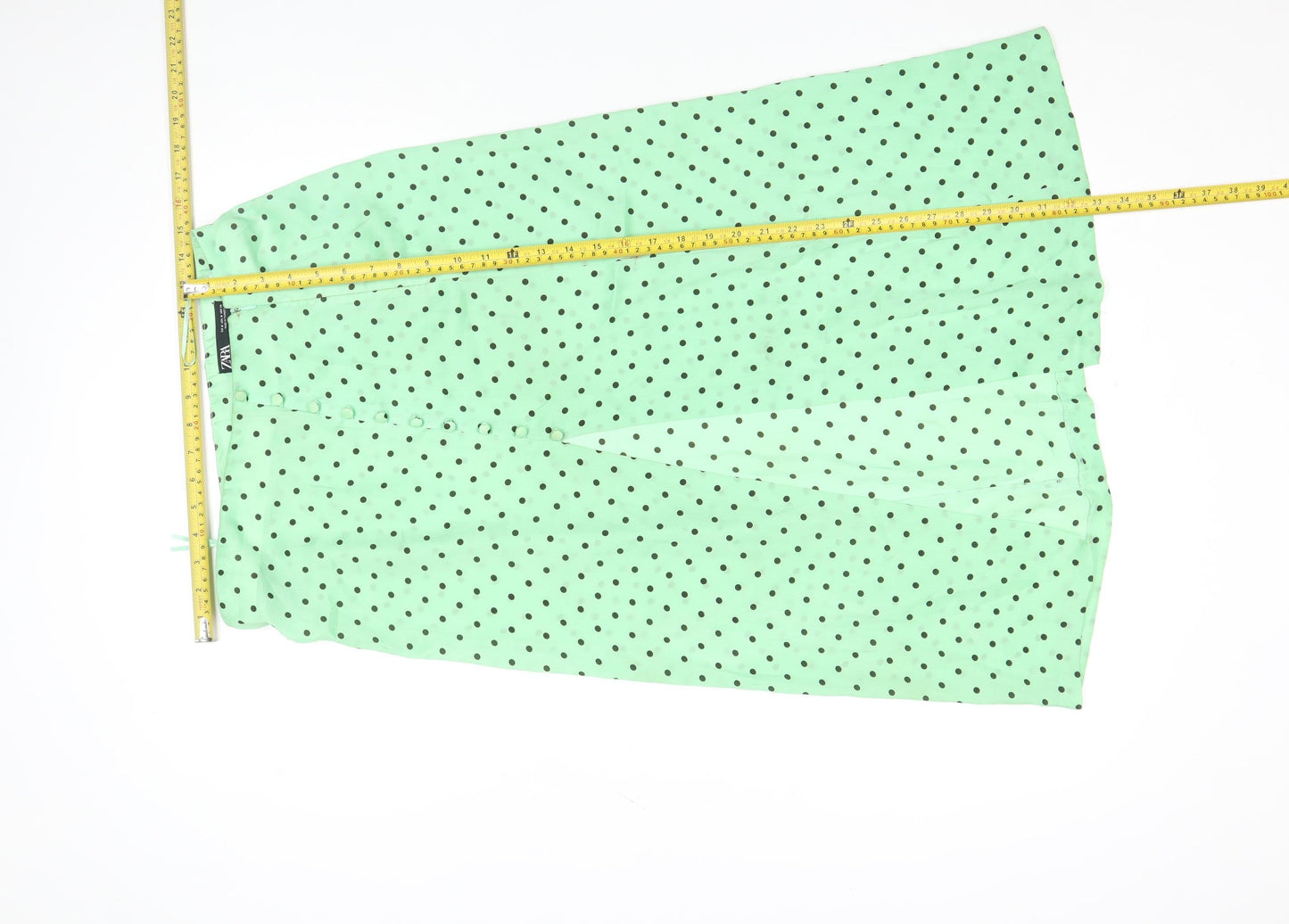 Zara Women's Green Polka Dot Wrap Midi Skirt Size M
