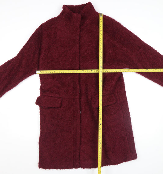 Monsoon Women Red Wool Blend Mid-Length Overcoat Size 8