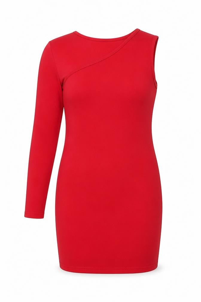 PrettyLittleThing Women’s Red One Shoulder Bodycon Dress Size 14
