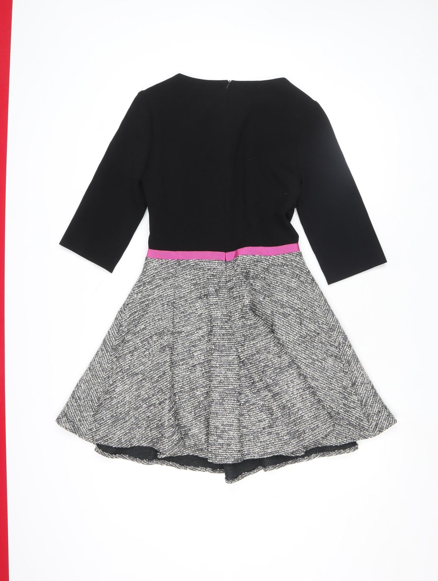 Fran Jane Women’s Black Grey Fit & Flare Dress Size 8