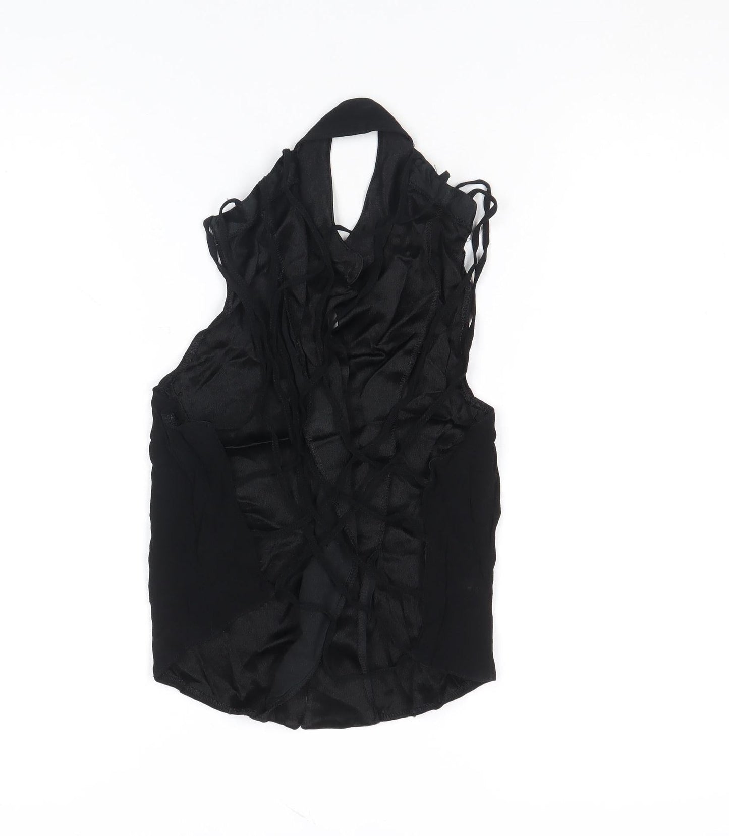 Wallis Women’s Black Halter Neck Sleeveless Button Blouse Size 12