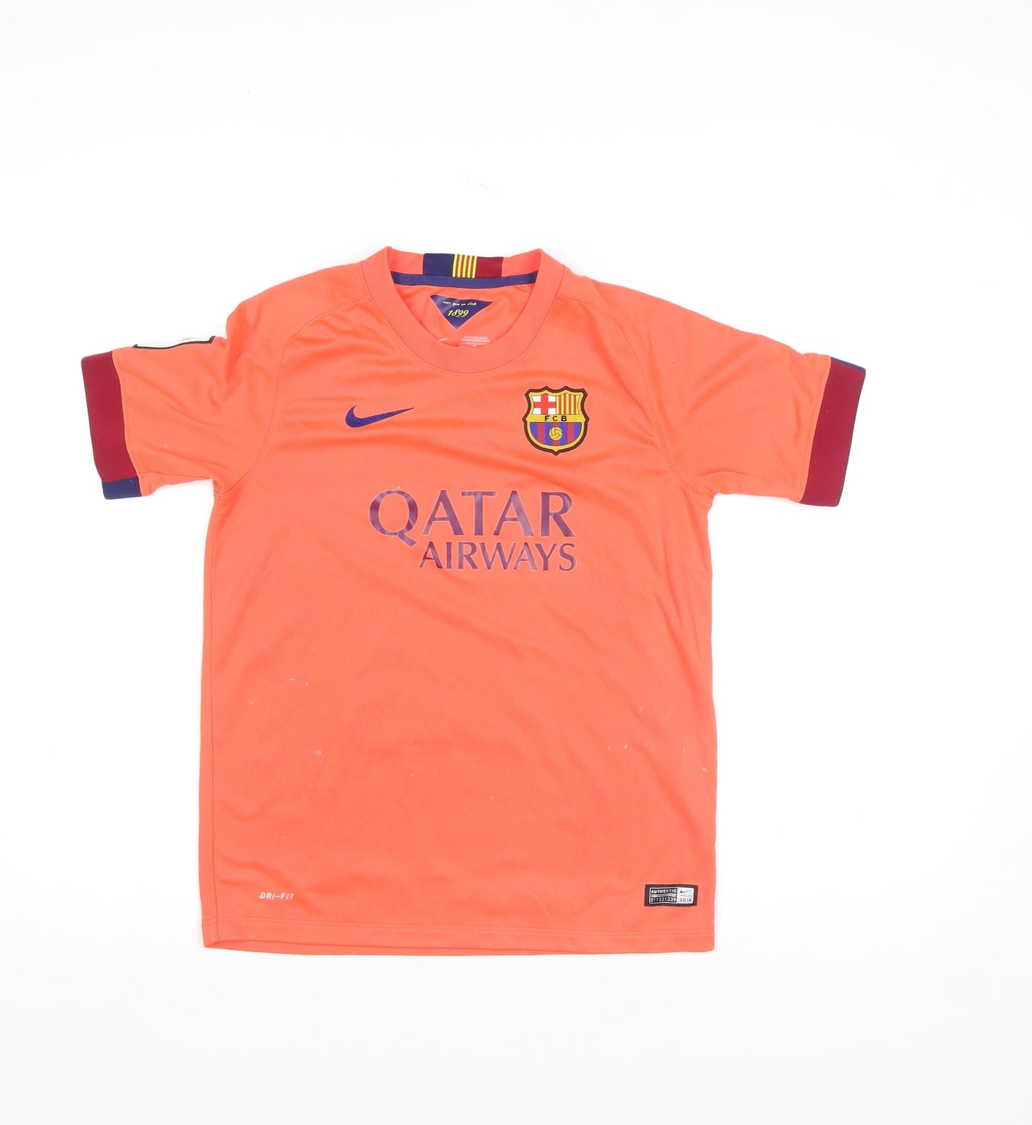 Nike Boys Orange Barcelona Dri-FIT Football Jersey T-Shirt 12-13 Years