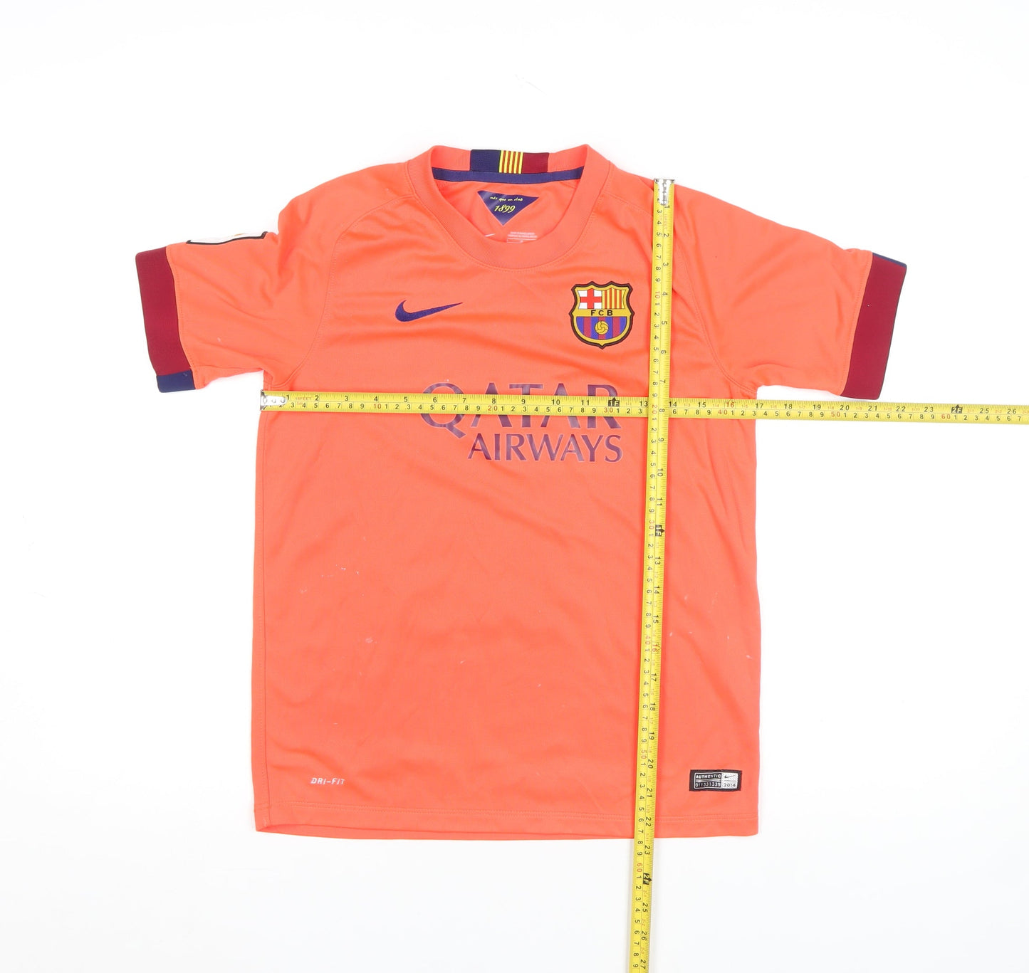 Nike Boys Orange Barcelona Dri-FIT Football Jersey T-Shirt 12-13 Years