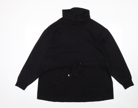 F&F Women’s Black Drawstring Cowl Neck Long Sleeve Pullover Sweatshirt UK 14