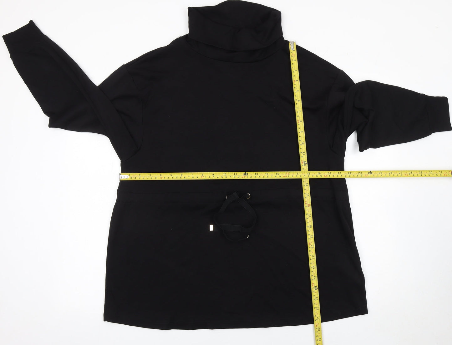 F&F Women’s Black Drawstring Cowl Neck Long Sleeve Pullover Sweatshirt UK 14