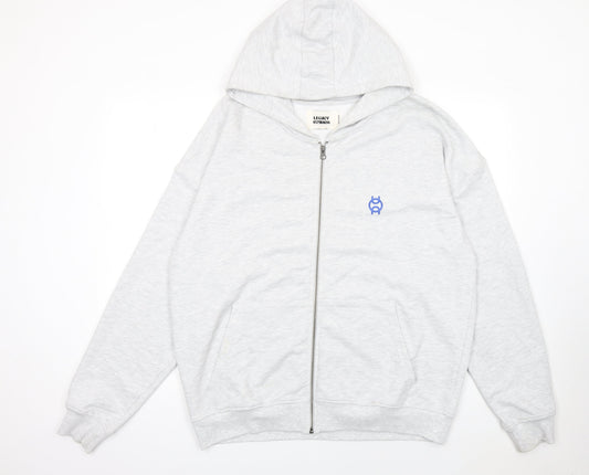 Legacy Studios Men Grey Full Zip Hoodie L Graphic Print Padel Team