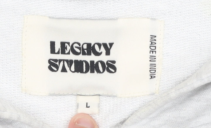 Legacy Studios Men Grey Full Zip Hoodie L Graphic Print Padel Team