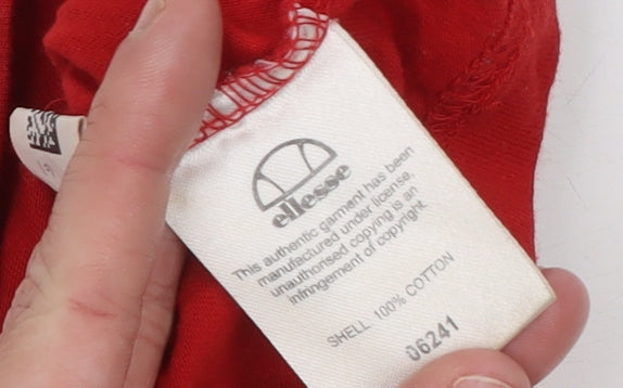 Womens UK Size 12 ellesse Red 100% Cotton T-Shirt