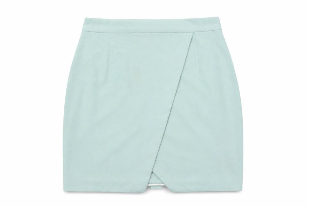 River Island Women Green Size 8 Wrap Knee Length Suede Look Skirt