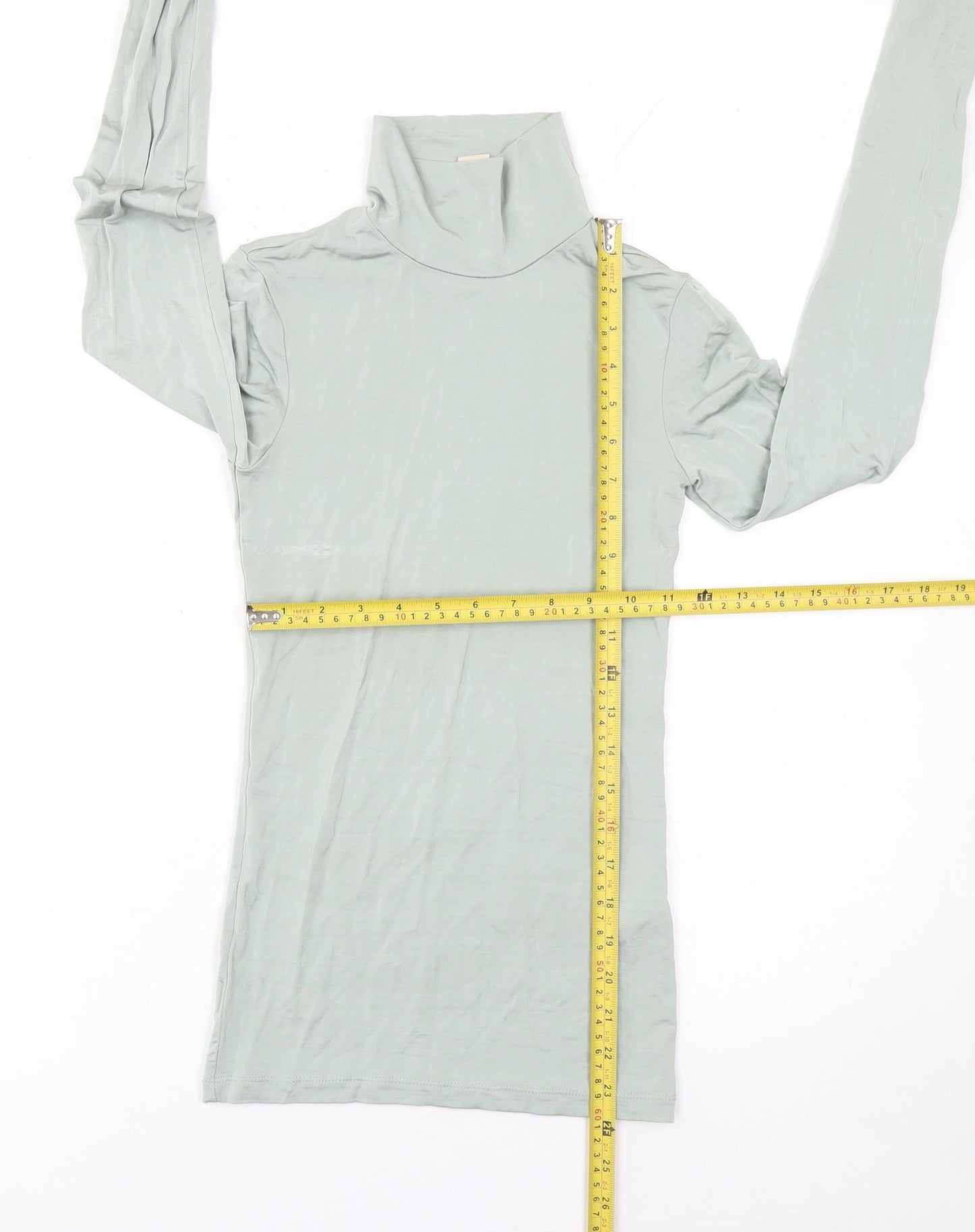 H&M Women’s Green Roll Neck Long Sleeve Slim Fit Top Size 6