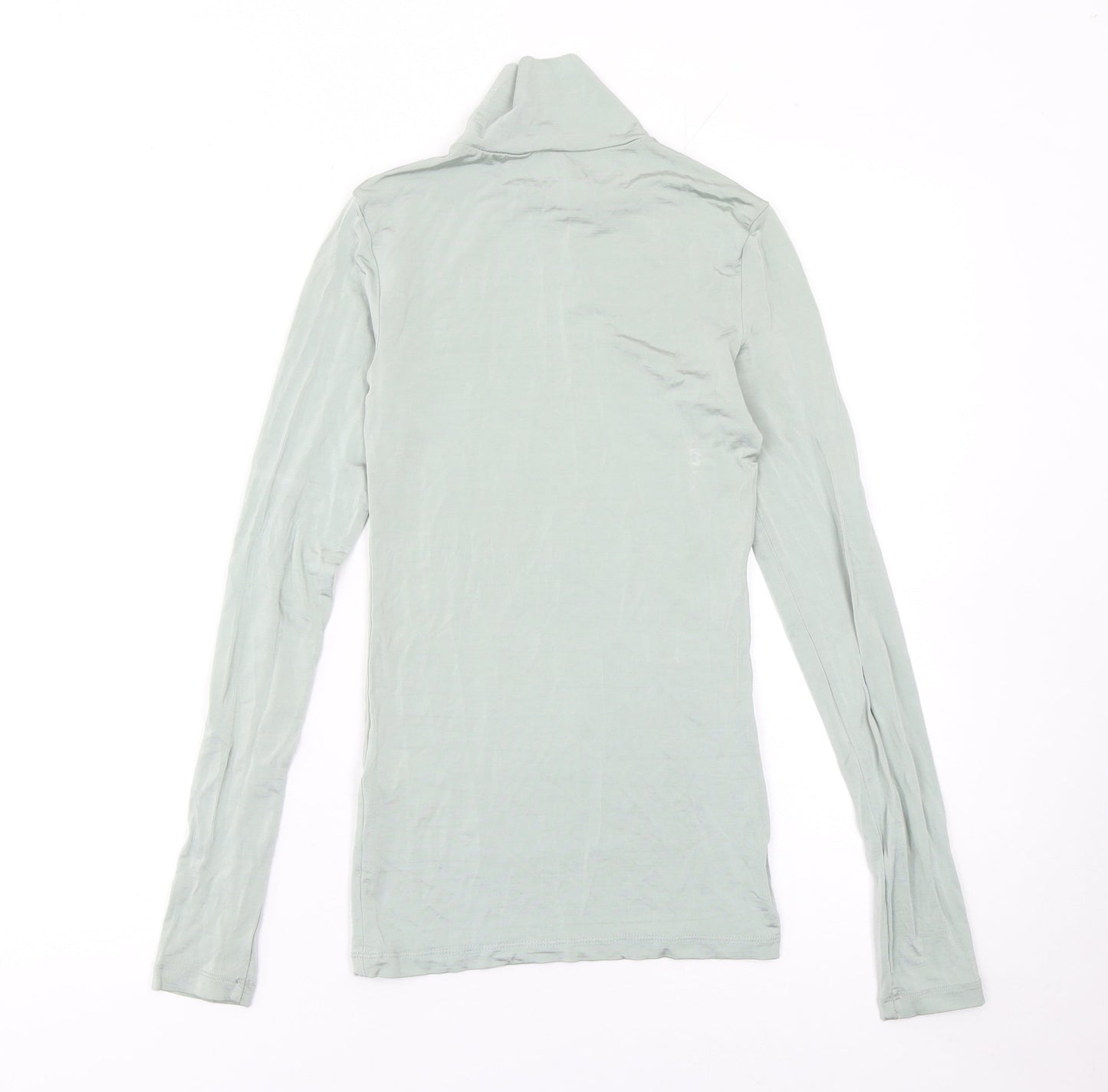 H&M Women’s Green Roll Neck Long Sleeve Slim Fit Top Size 6