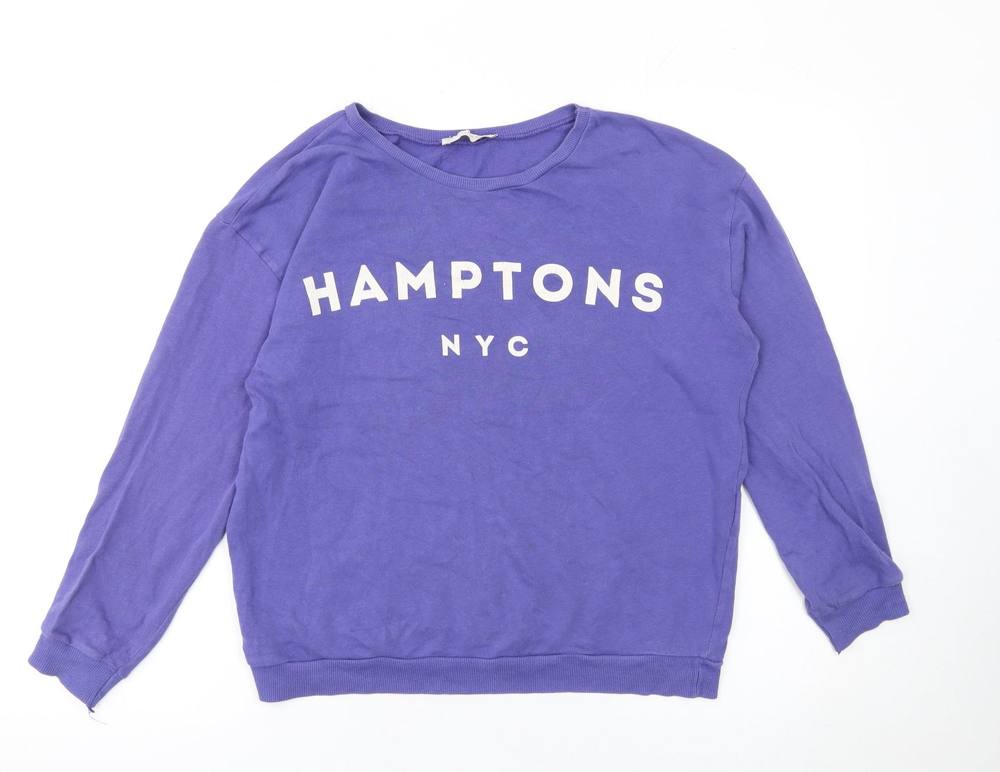 Pull & Bear Women's Purple Hamptons NYC Cotton Sweatshirt Size S