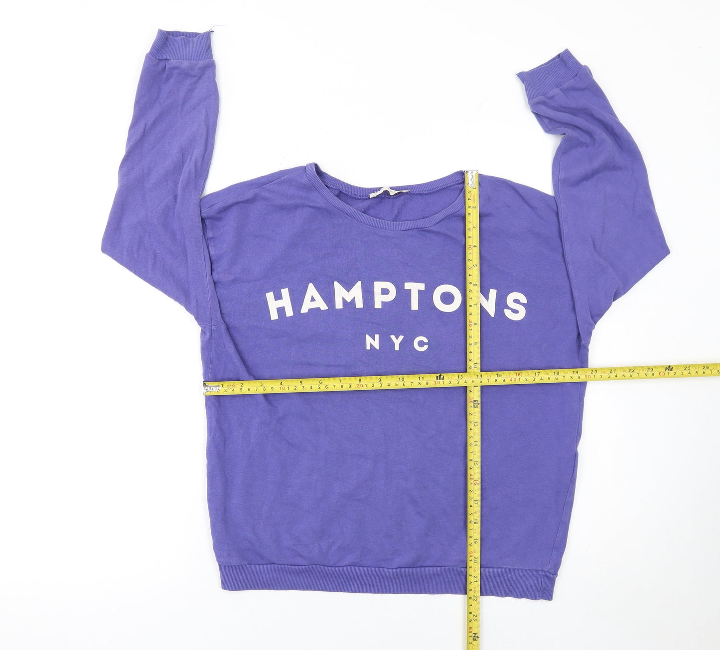 Pull & Bear Women's Purple Hamptons NYC Cotton Sweatshirt Size S