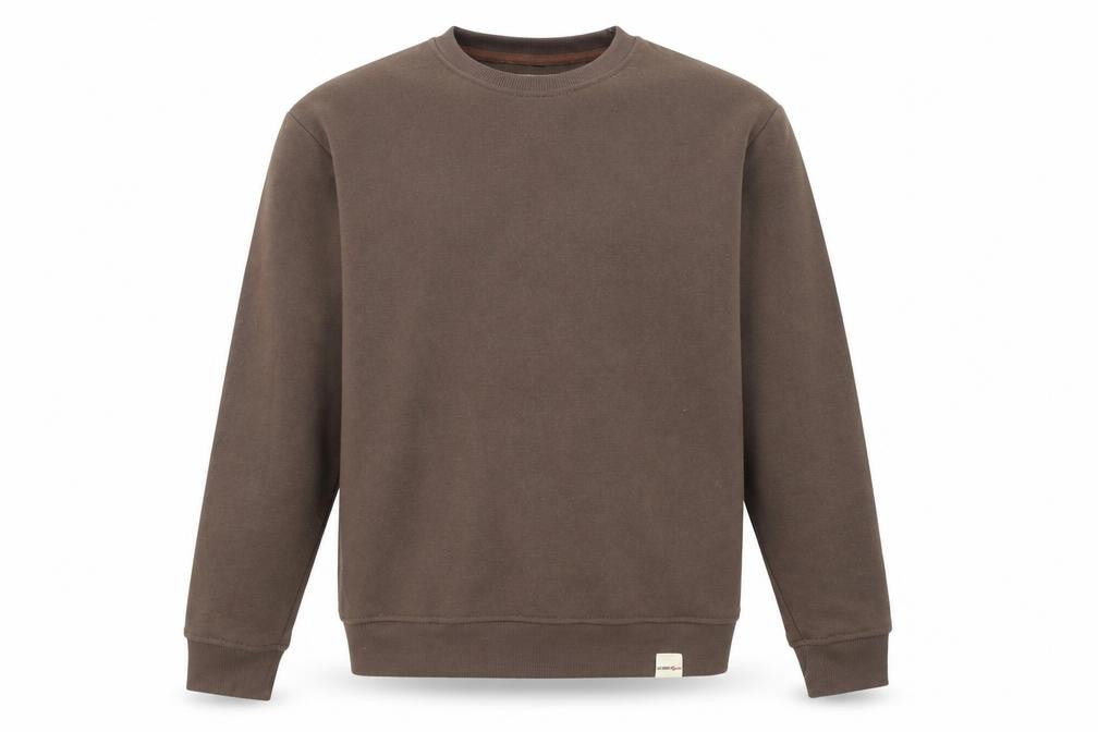 Lewis Garment Men’s Brown Crew Neck Fleece Pullover Sweatshirt Size L