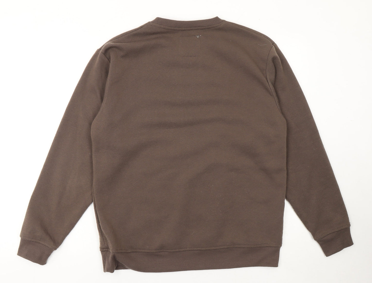 Lewis Garment Men’s Brown Crew Neck Fleece Pullover Sweatshirt Size L