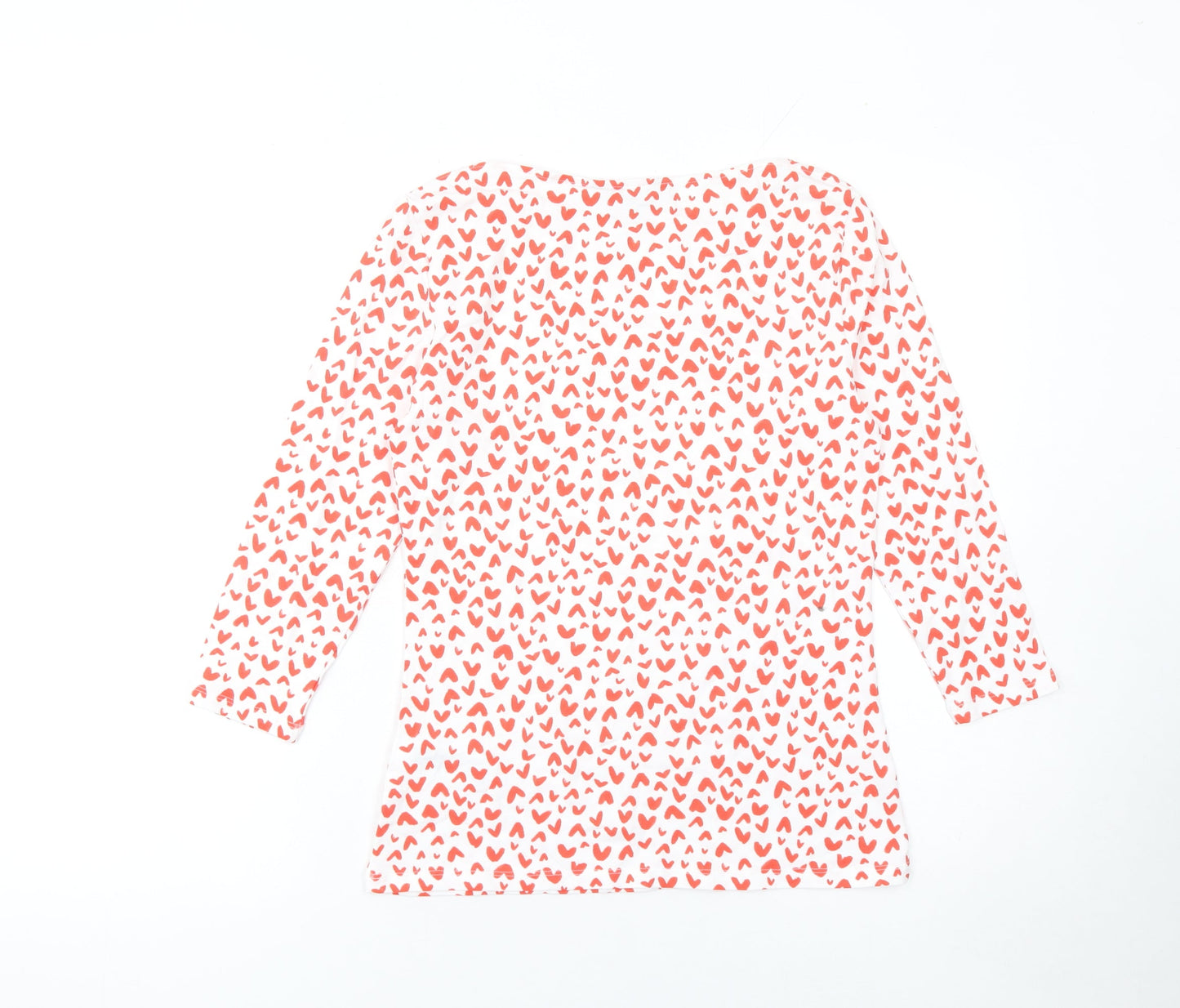 Marks and Spencer Women’s White Red Heart Print Cotton Long Sleeve T-Shirt Size 10