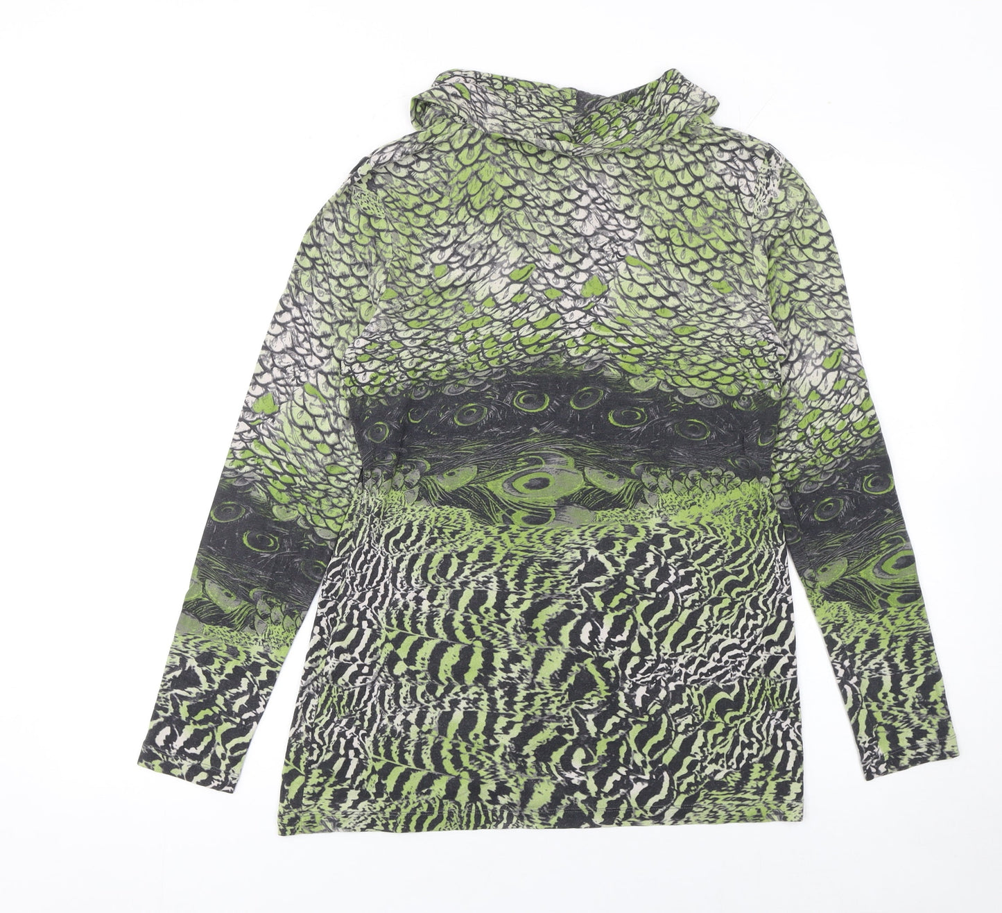 Betty Barclay Womens Green Animal Print Cowl Neck Long Sleeve Blouse Size 8