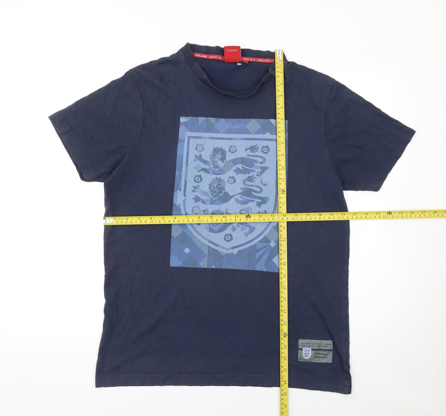 England Men's Blue Cotton Crew Neck T-Shirt L Sports Patriotic