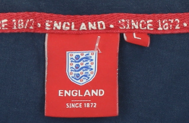 England Men's Blue Cotton Crew Neck T-Shirt L Sports Patriotic