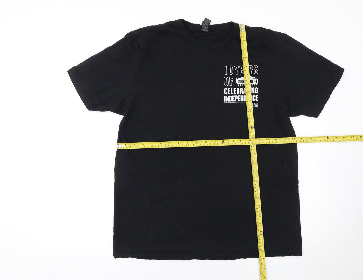 Gildan Men’s Black Independent Venue Week 2023 Crew T-Shirt L Music Tee