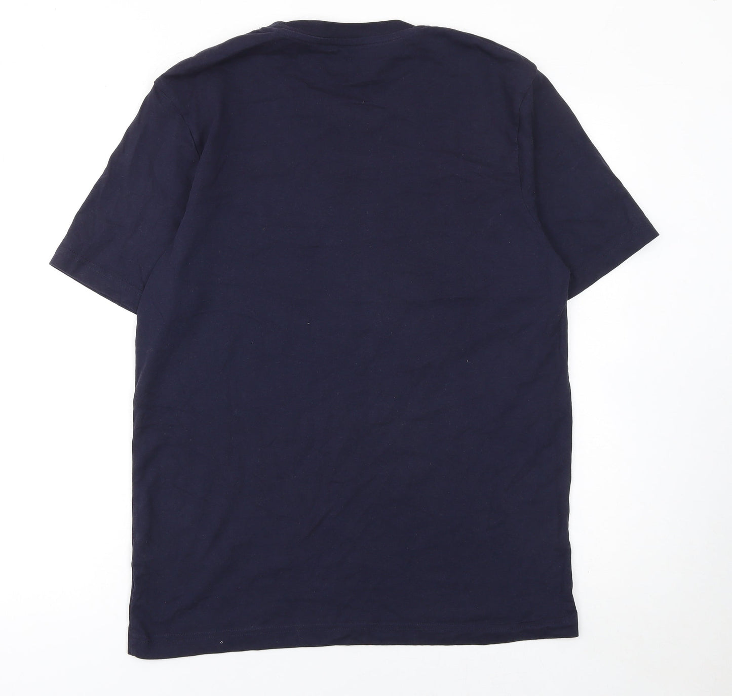 John Lewis & Partners Men's Blue Art Graphic Cotton Crew Neck T-Shirt Size L