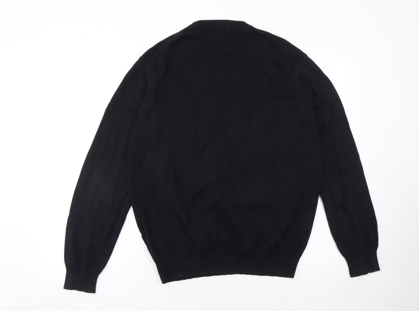 FULLCIRCLE Men's Black Cotton V-Neck Jumper Size L