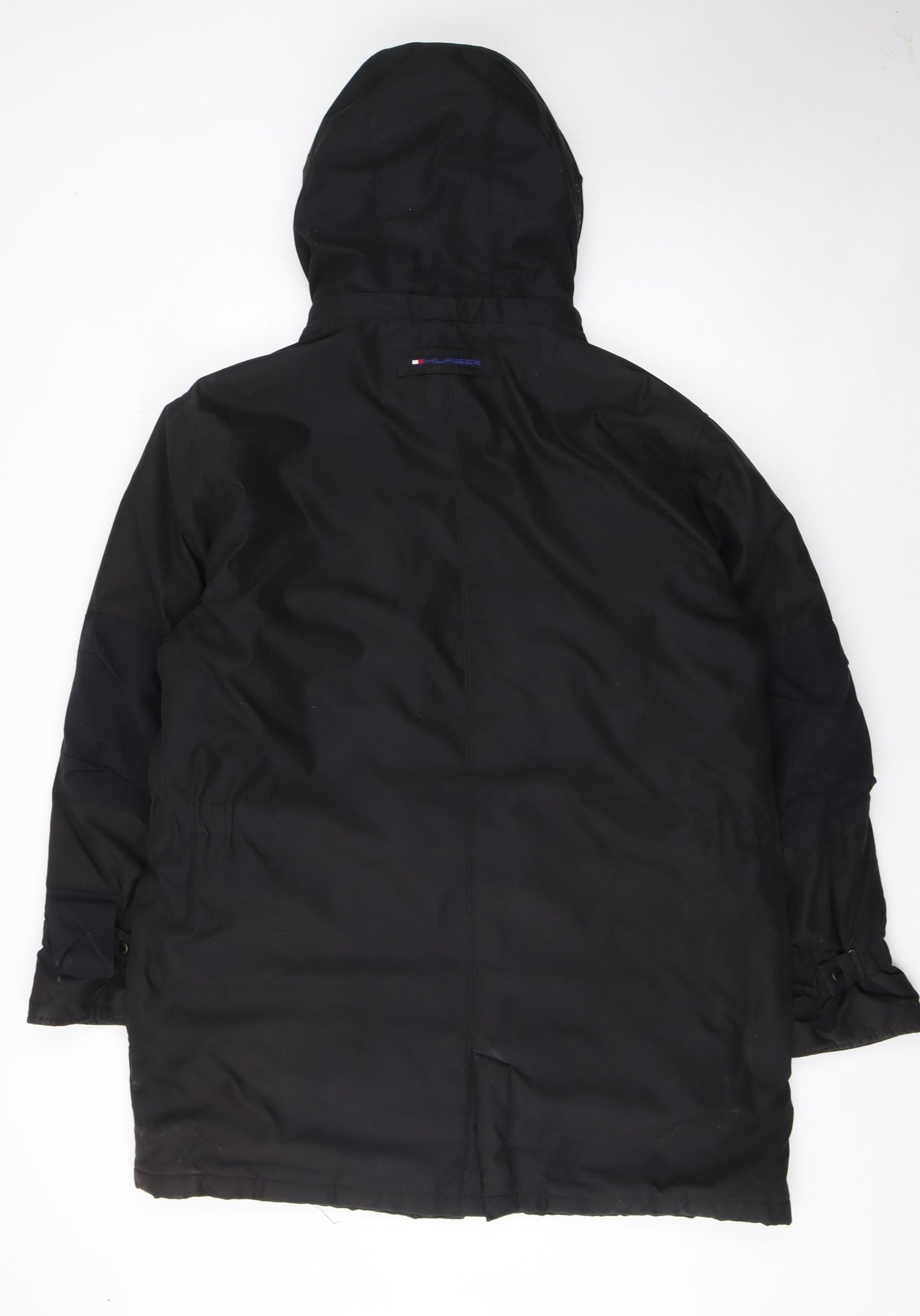 Tommy Hilfiger Mens Black L Parka Coat Hooded Water Resistant Jacket