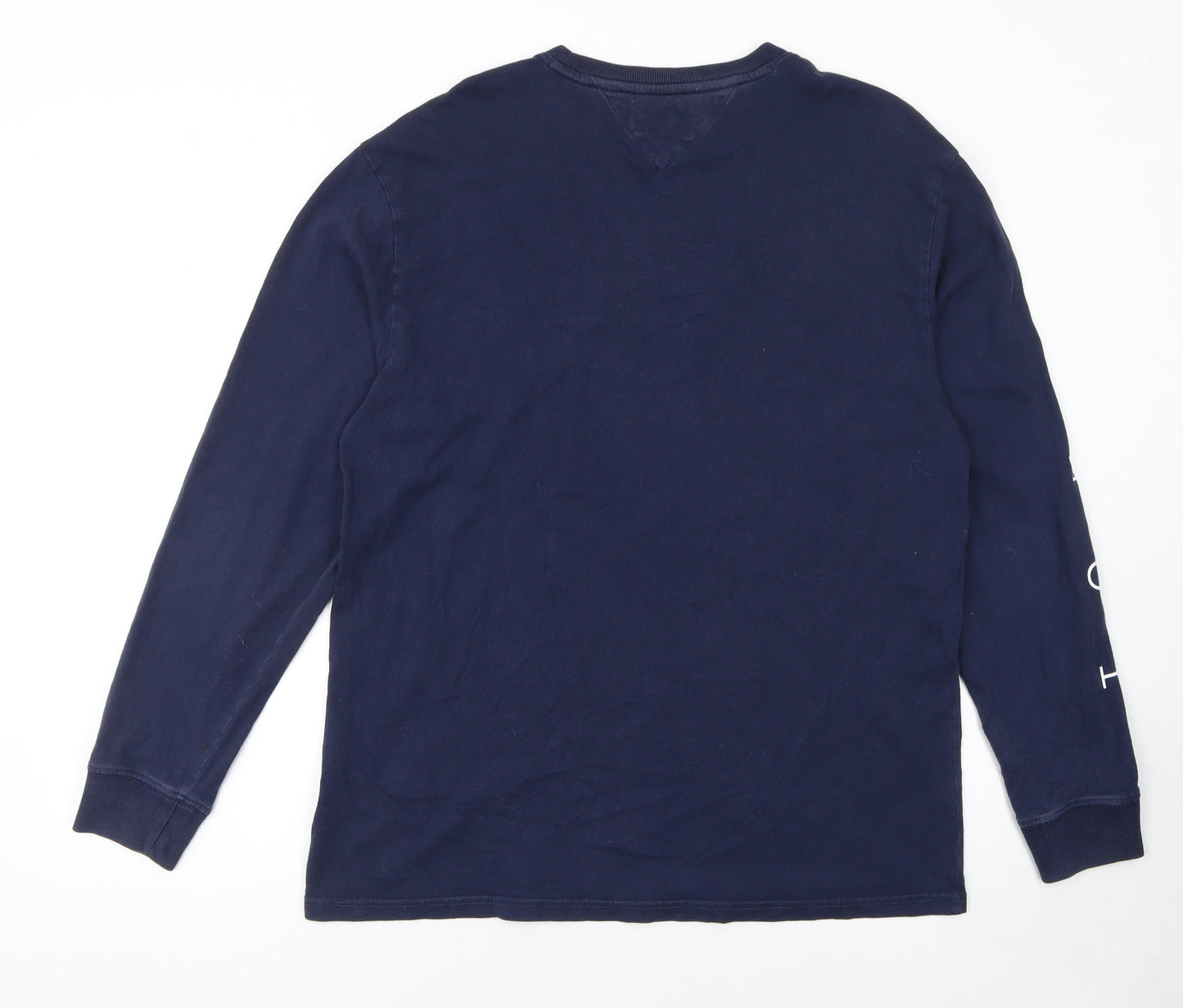 Tommy Jeans Men's Blue Long Sleeve Crew Neck Cotton T-Shirt Size M