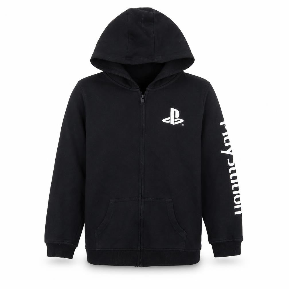 Front view of Vanilla Underground boys’ black playstation full zip hoodie 9-10 years