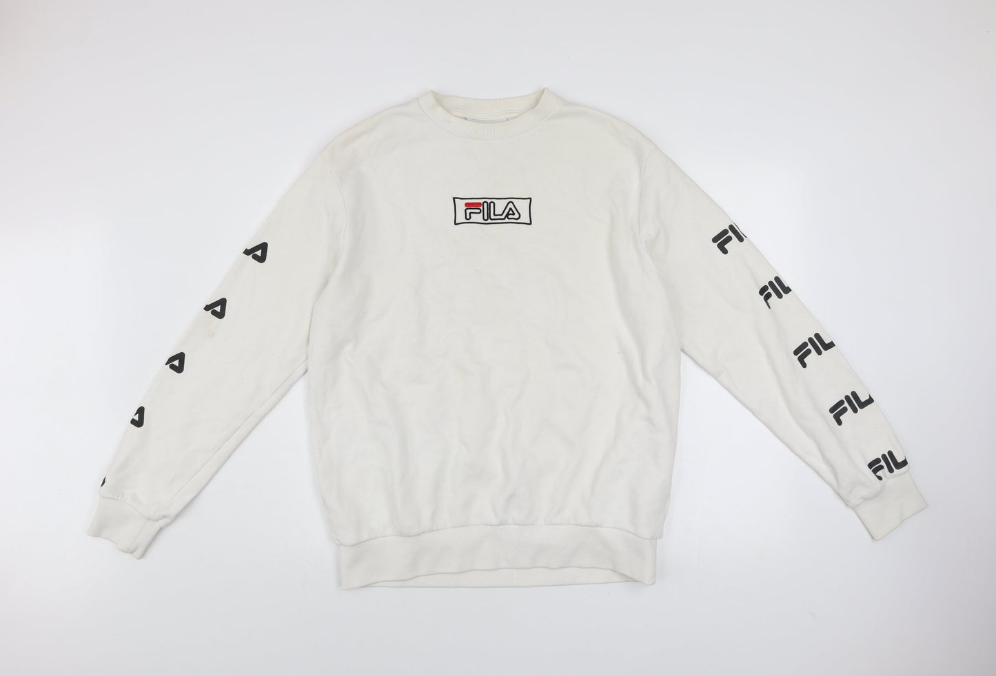 Mens UK L Regular FILA White Pullover Sweatshirt