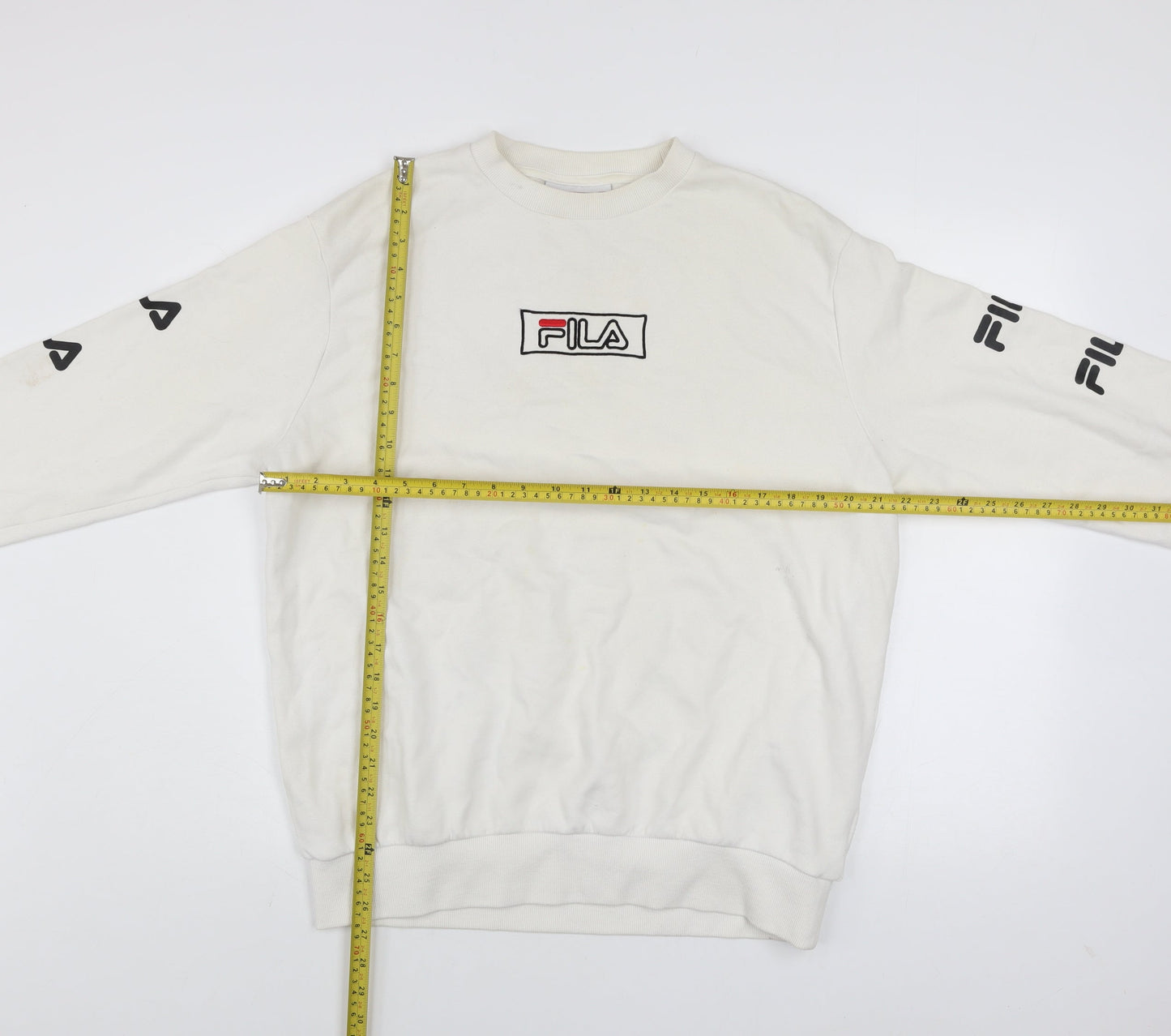 Mens UK L Regular FILA White Pullover Sweatshirt