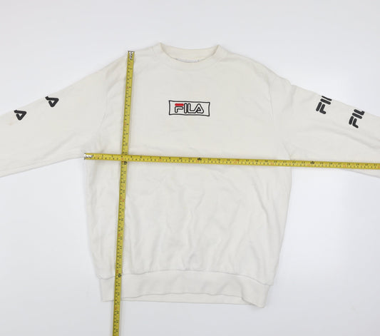 FILA Men's White Logo Sweatshirt L Long Sleeve Pullover