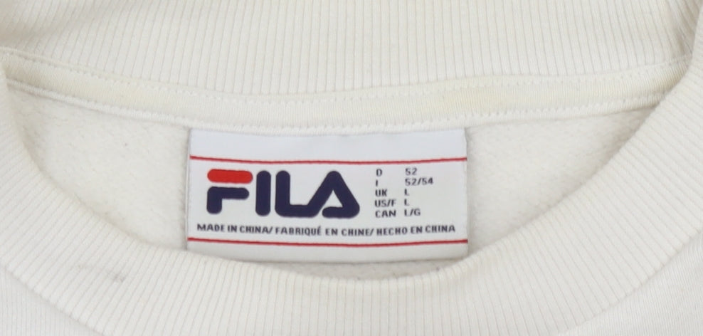 Mens UK L Regular FILA White Pullover Sweatshirt
