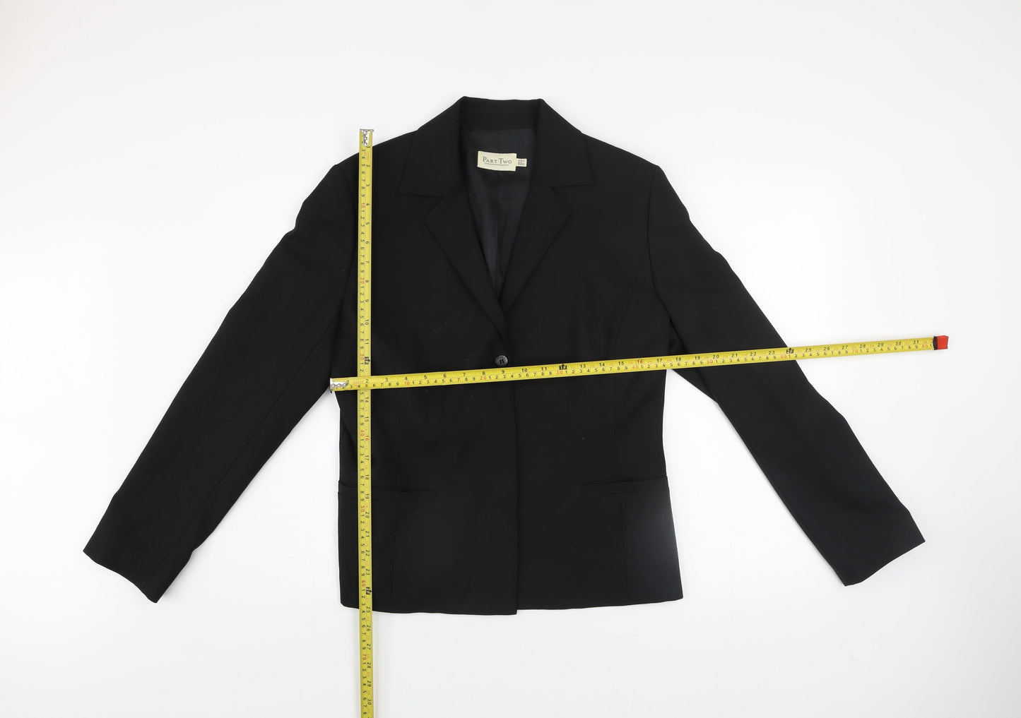 Part Two Women's Black Single-Breasted Blazer UK 14 Tailored Jacket