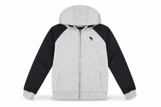 Abercrombie & Fitch Kids Boys Grey Hooded Full Zip Jacket 15-16 Years Cotton Blend