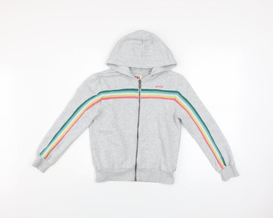 Levi's Girls Grey Rainbow Stripe Hoodie Track Jacket 14 Years