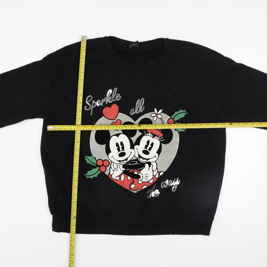 Disney George Women's Black XL Mickey & Minnie Christmas Sweatshirt