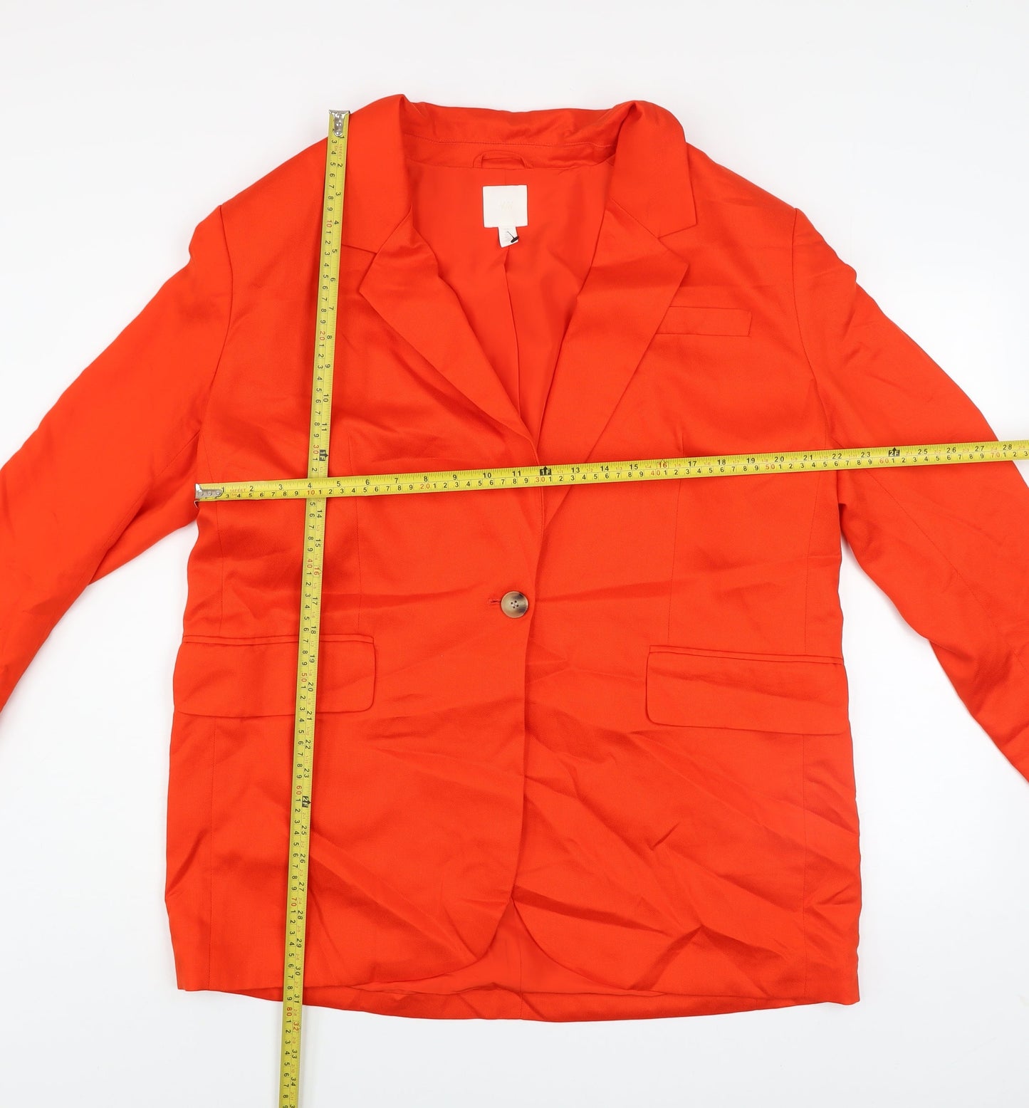 H&M Women’s Orange Linen Blend Blazer Jacket Size 14