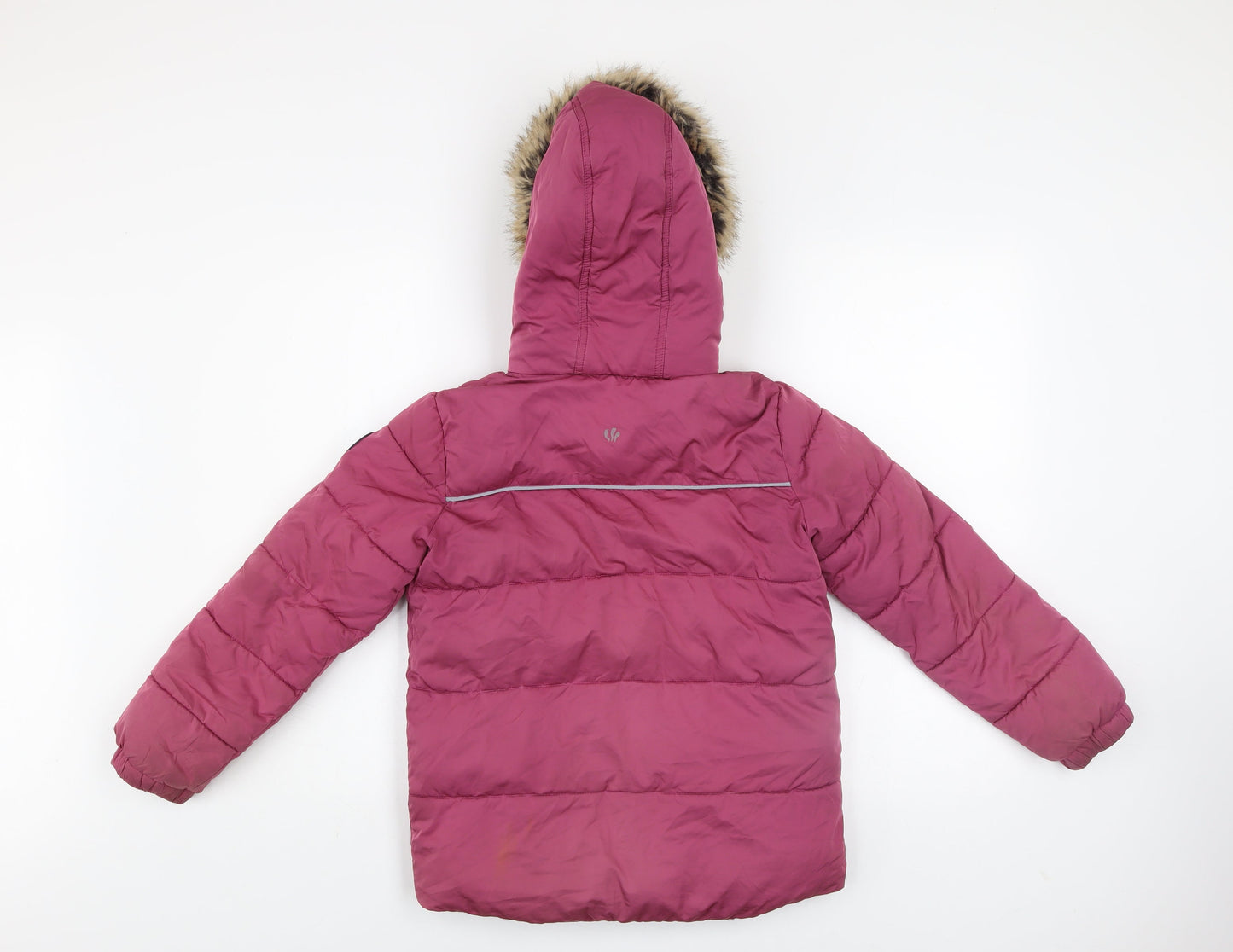 FatFace Girls Pink Hooded Puffer Jacket Coat 9-10 Years Faux Fur Lined Winter