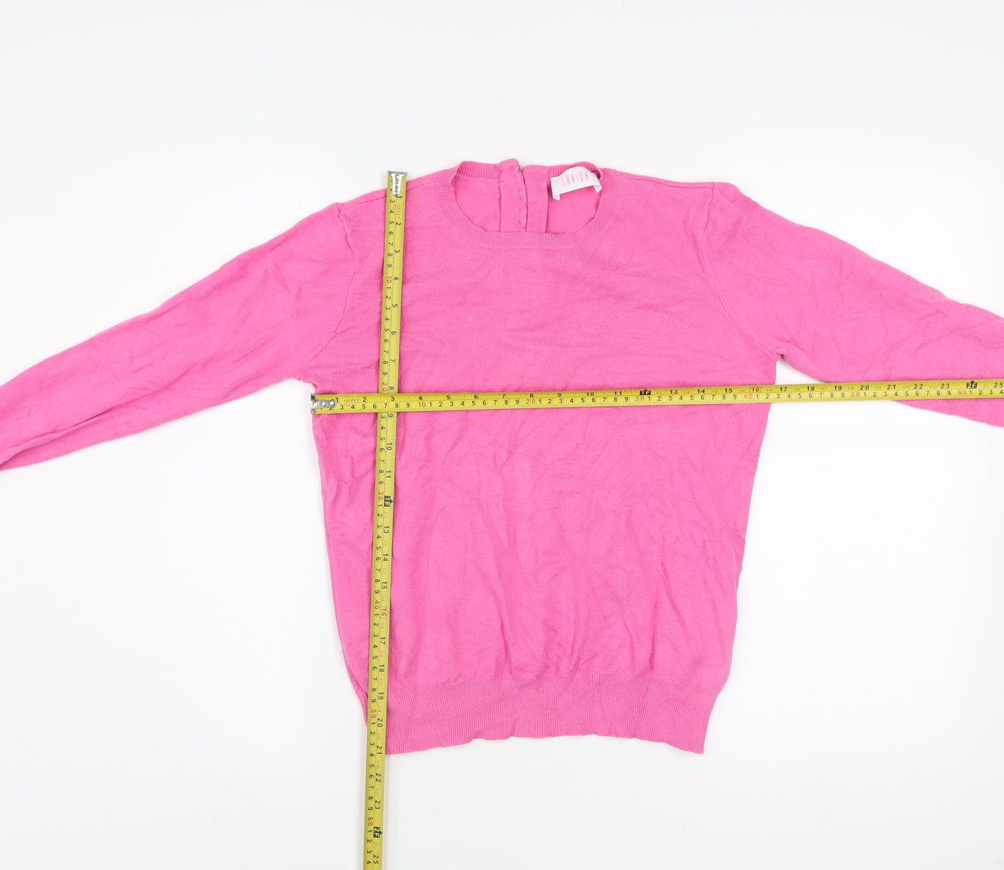 Savida Women's Pink Crew Neck Long Sleeve Pullover Jumper Size 12