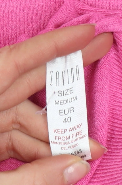 Savida Women's Pink Crew Neck Long Sleeve Pullover Jumper Size 12