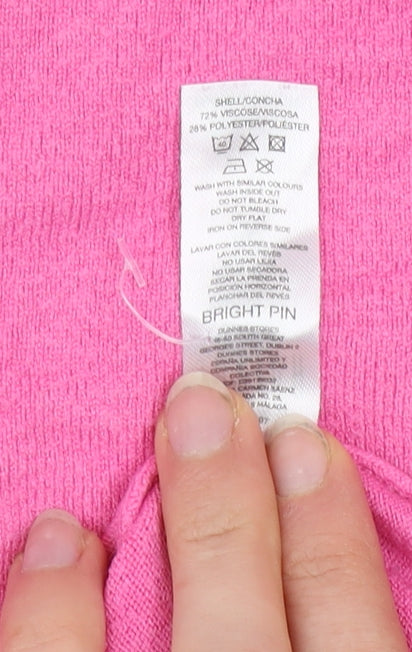 Savida Women's Pink Crew Neck Long Sleeve Pullover Jumper Size 12