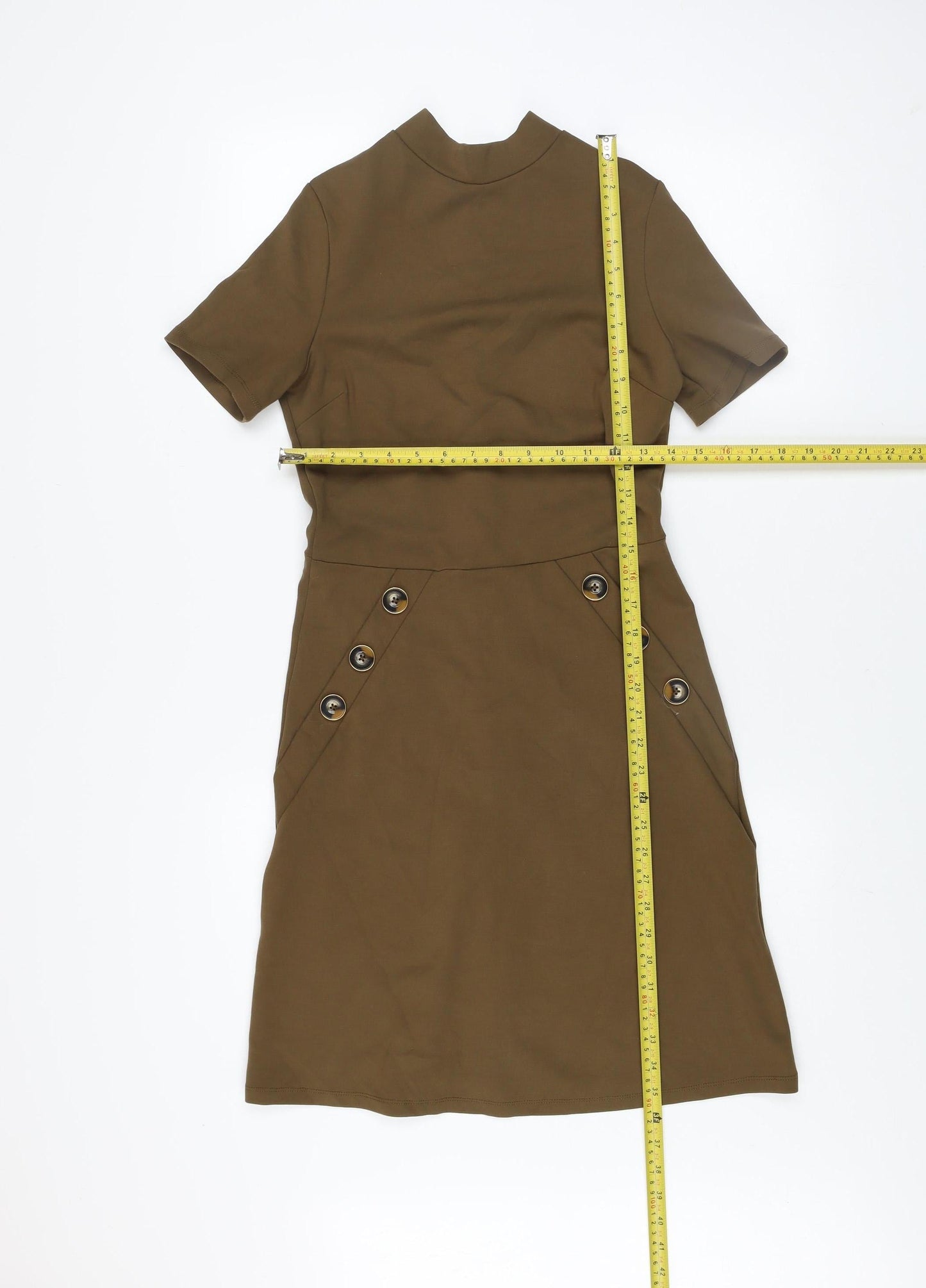 River Island Women’s Brown Knee Length Shift Dress Size 8 Short Sleeve