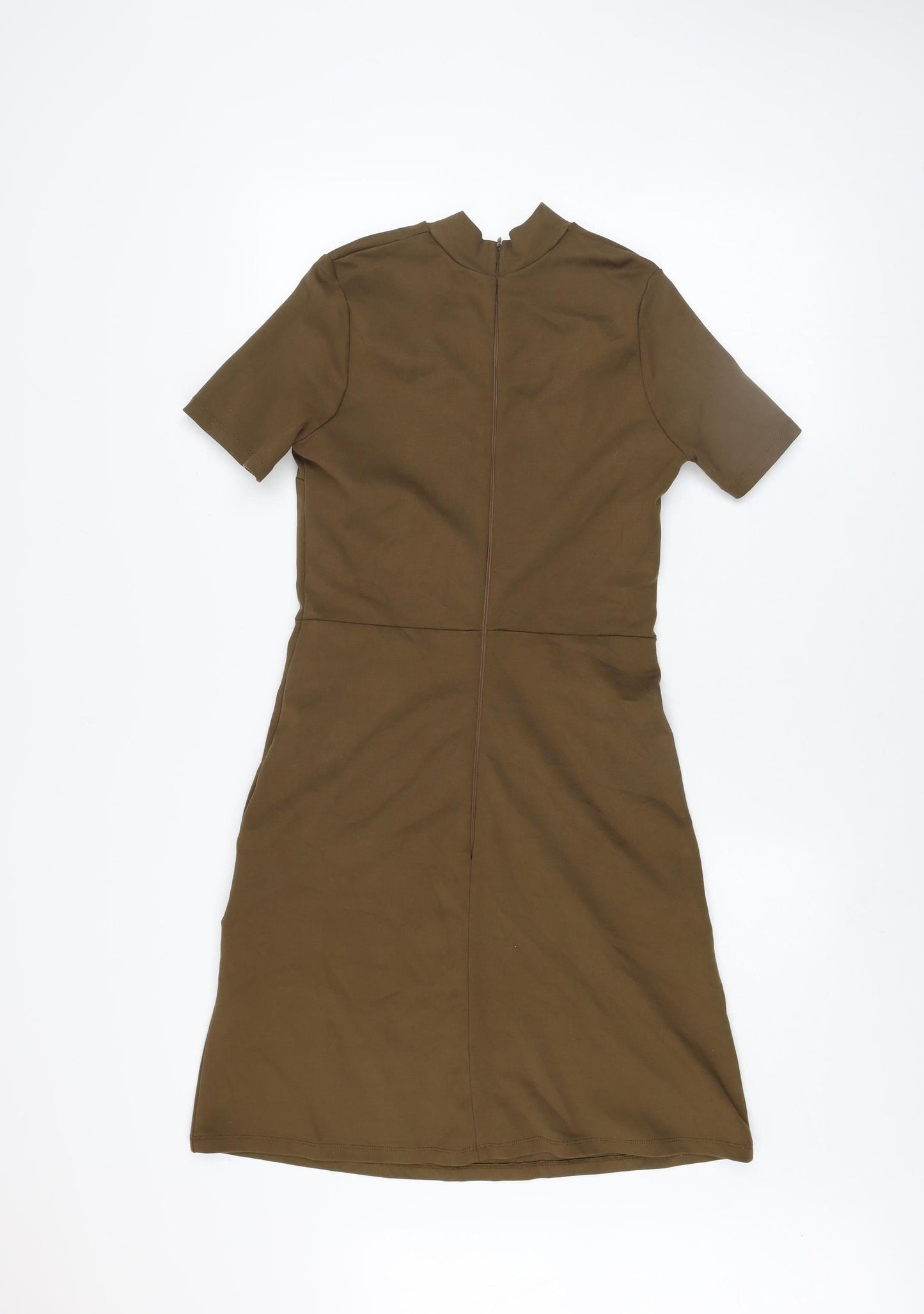 River Island Women’s Brown Knee Length Shift Dress Size 8 Short Sleeve