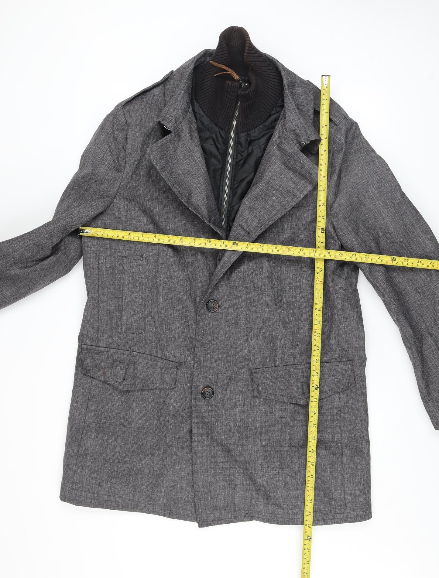 Rocha John Rocha Men's Grey Mid-Length Overcoat M Classic Workwear Style